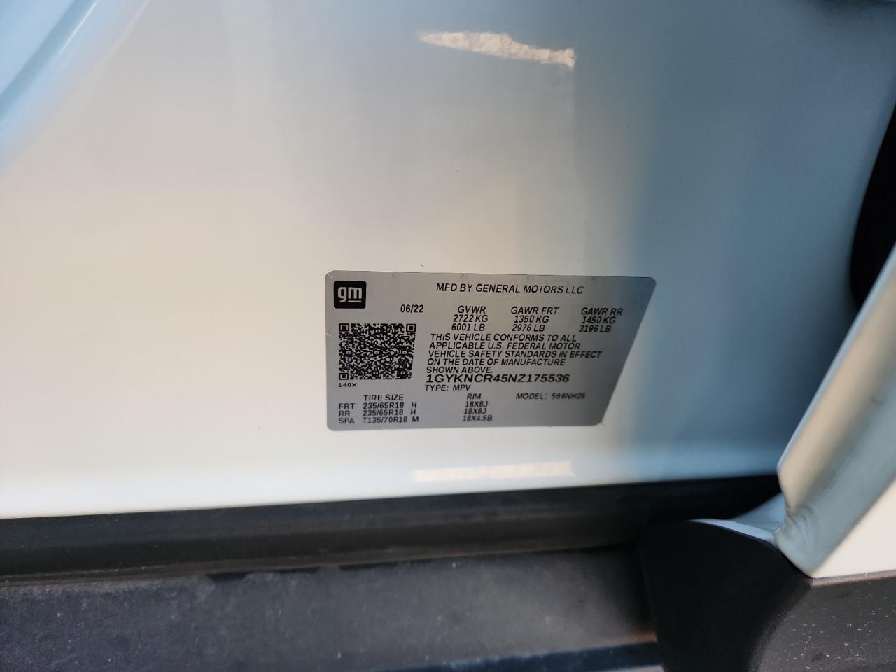 2022 Cadillac Xt5 Premium Luxury VIN: 1GYKNCR45NZ175536 Lot: 92162435