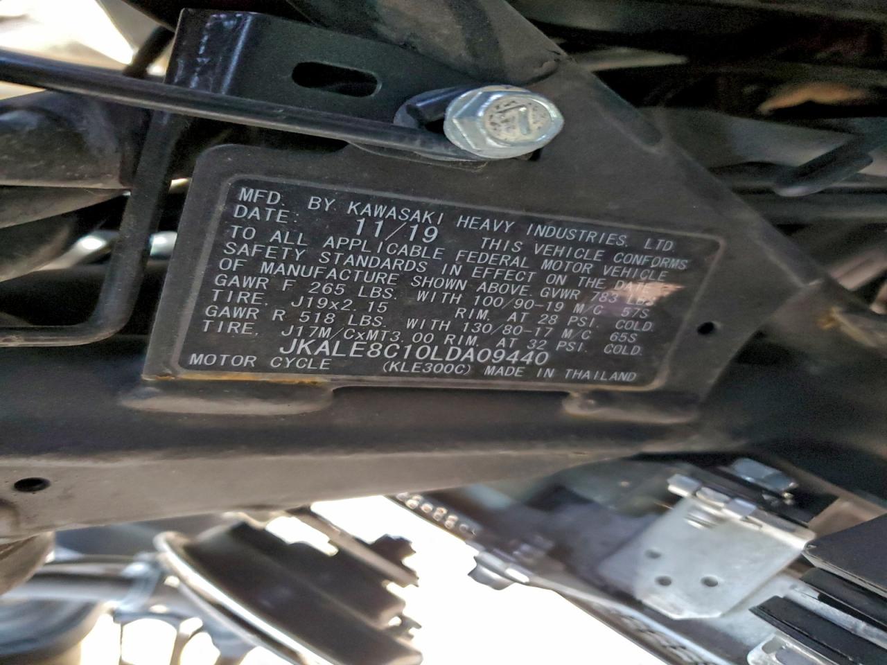 2020 Kawasaki Kle300 C VIN: JKALE8C10LDA09440 Lot: 94508005