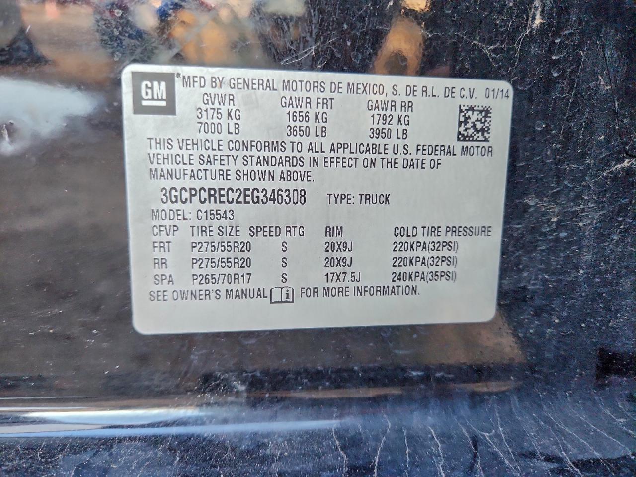 2014 Chevrolet Silverado C1500 Lt VIN: 3GCPCREC2EG346308 Lot: 93270725