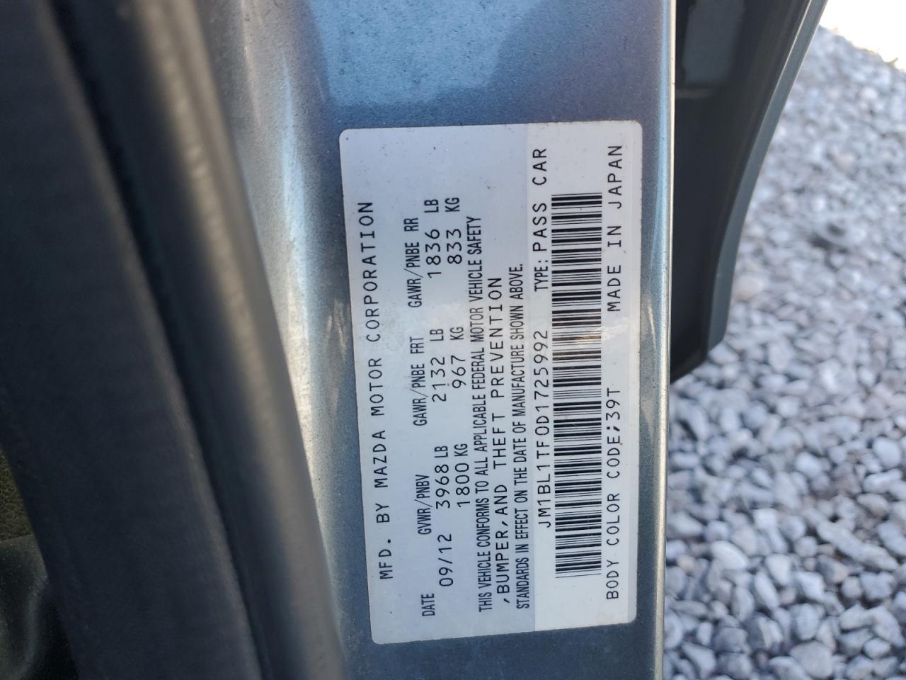 2013 Mazda 3 I VIN: JM1BL1TF0D1725992 Lot: 92497065