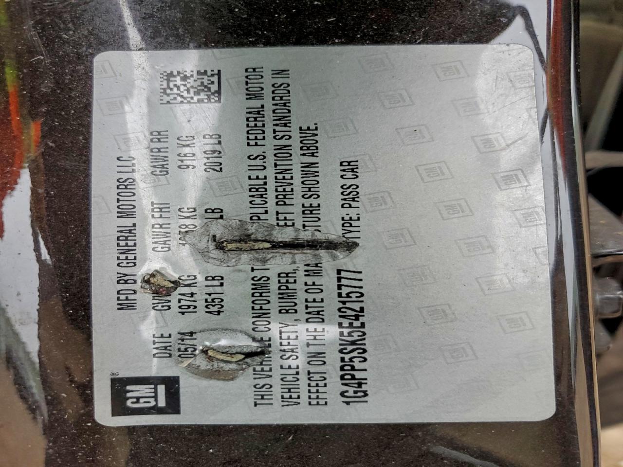 2014 Buick Verano VIN: 1G4PP5SK5E4215777 Lot: 93651315