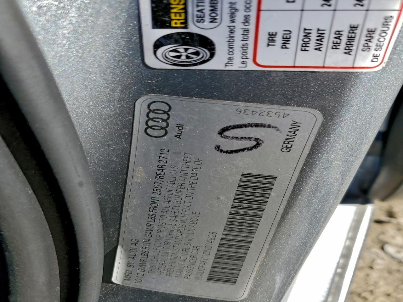 2013 Audi A6 Premium Plus VIN: WAUGFAFC1DN074828 Lot: 94069895