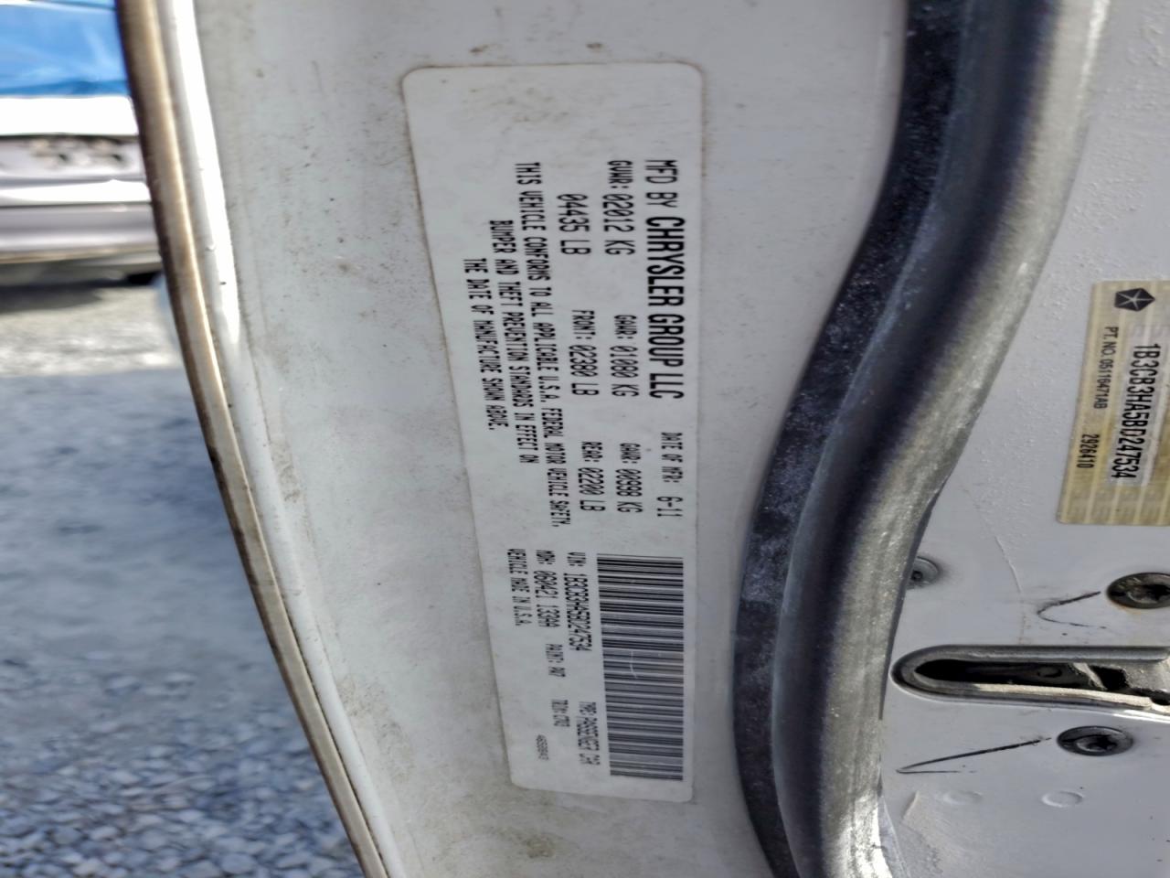 2011 Dodge Caliber Mainstreet VIN: 1B3CB3HA5BD247534 Lot: 94566645