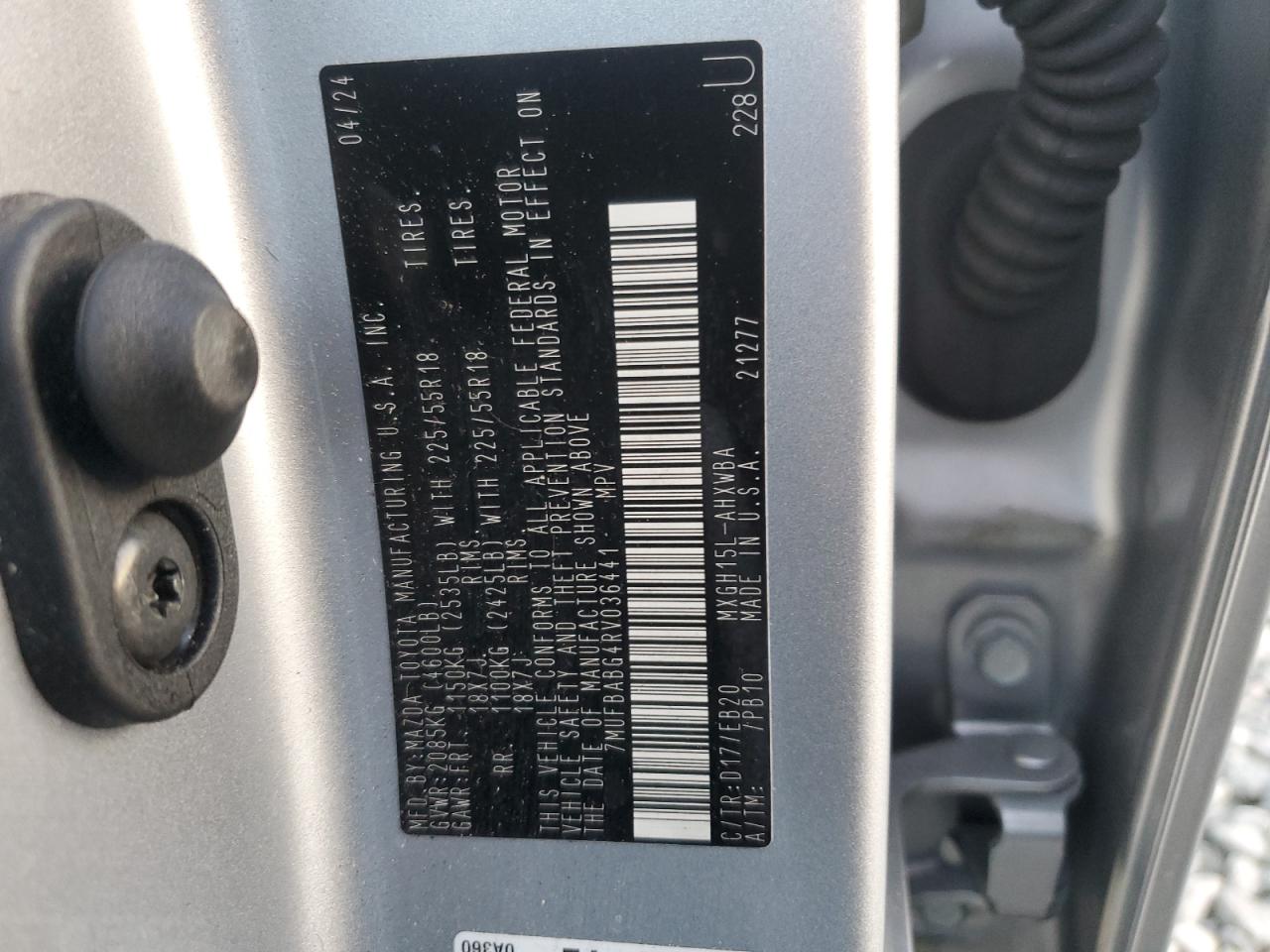 2024 Toyota Corolla Cross Se VIN: 7MUFBABG4RV036441 Lot: 92165915