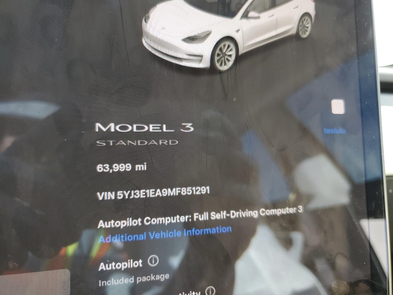 2021 Tesla Model 3 VIN: 5YJ3E1EA9MF851291 Lot: 93149805
