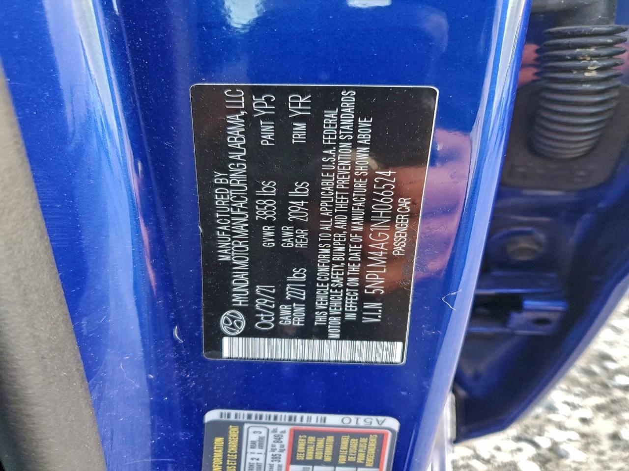 2022 Hyundai Elantra Sel VIN: 5NPLM4AG1NH066524 Lot: 94363515