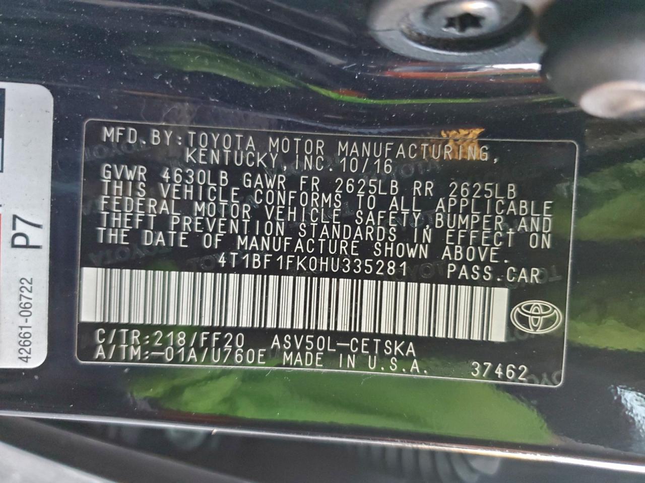 2017 Toyota Camry Le VIN: 4T1BF1FK0HU335281 Lot: 94342585