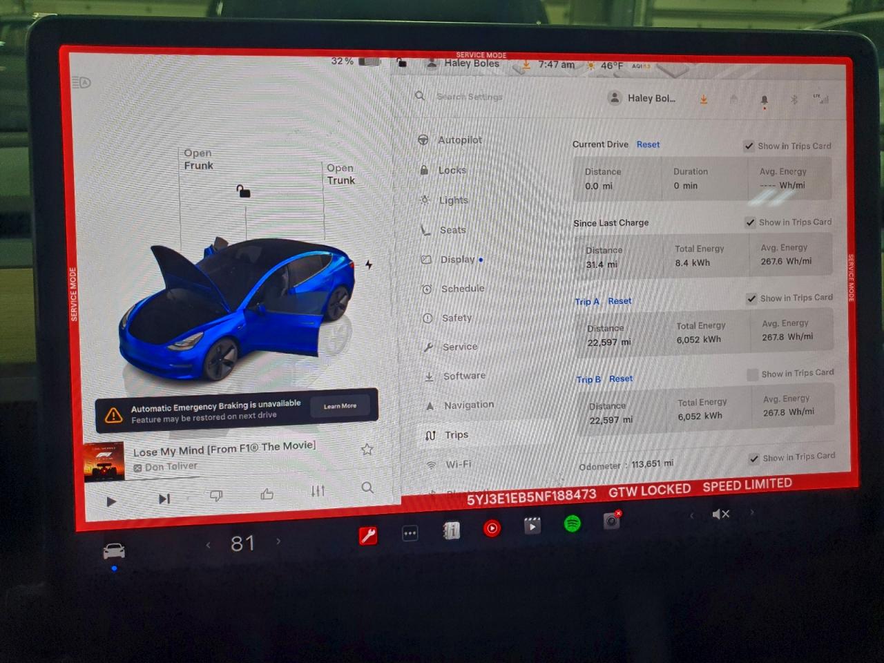 2022 Tesla Model 3 VIN: 5YJ3E1EB5NF188473 Lot: 93765685