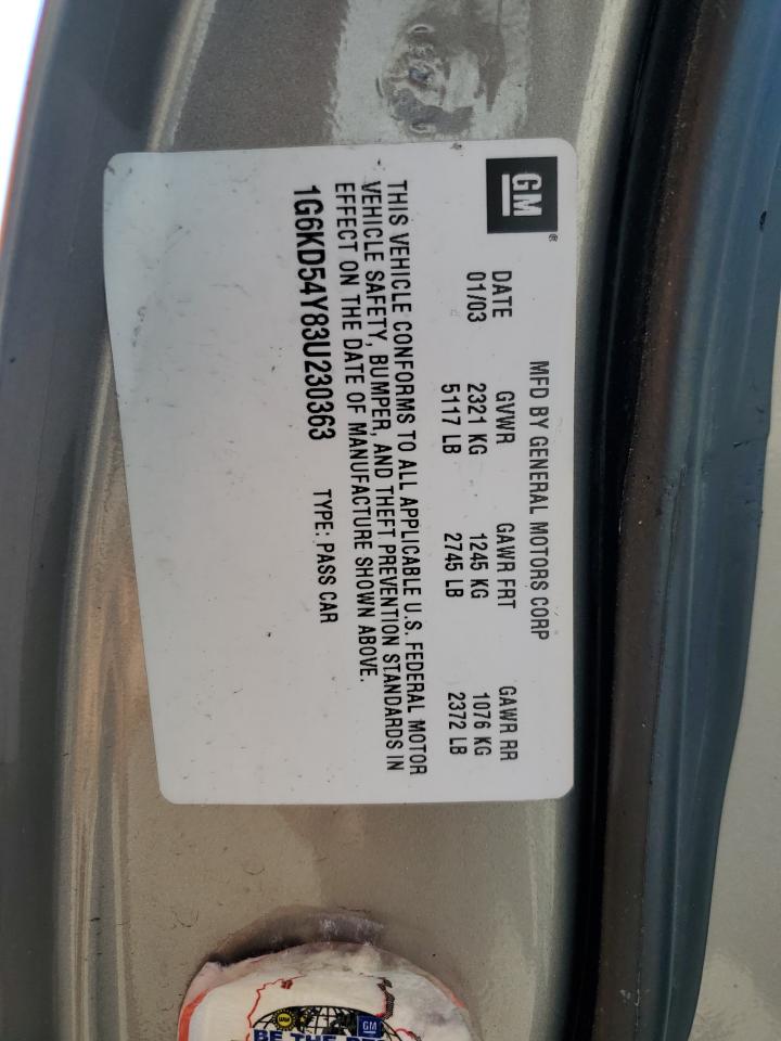 2003 Cadillac Deville VIN: 1G6KD54Y83U230363 Lot: 92185045