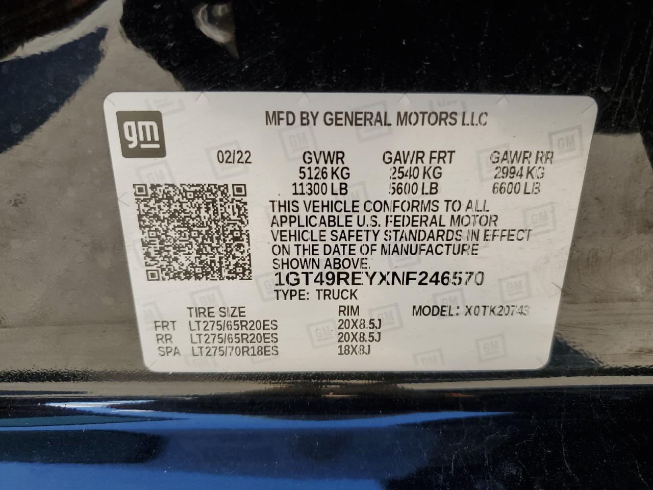 2022 GMC Sierra K2500 Denali VIN: 1GT49REYXNF246570 Lot: 92206725