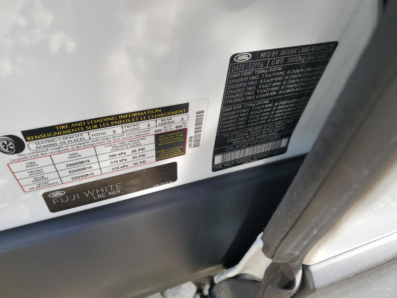 2017 Land Rover Range Rover Sport Se VIN: SALWG2FVXHA670058 Lot: 91579185