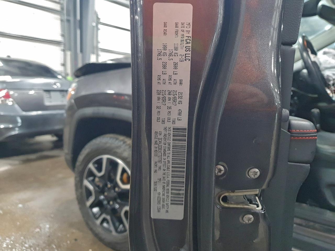 2019 Jeep Compass Trailhawk VIN: 3C4NJDDB1KT727787 Lot: 93847325