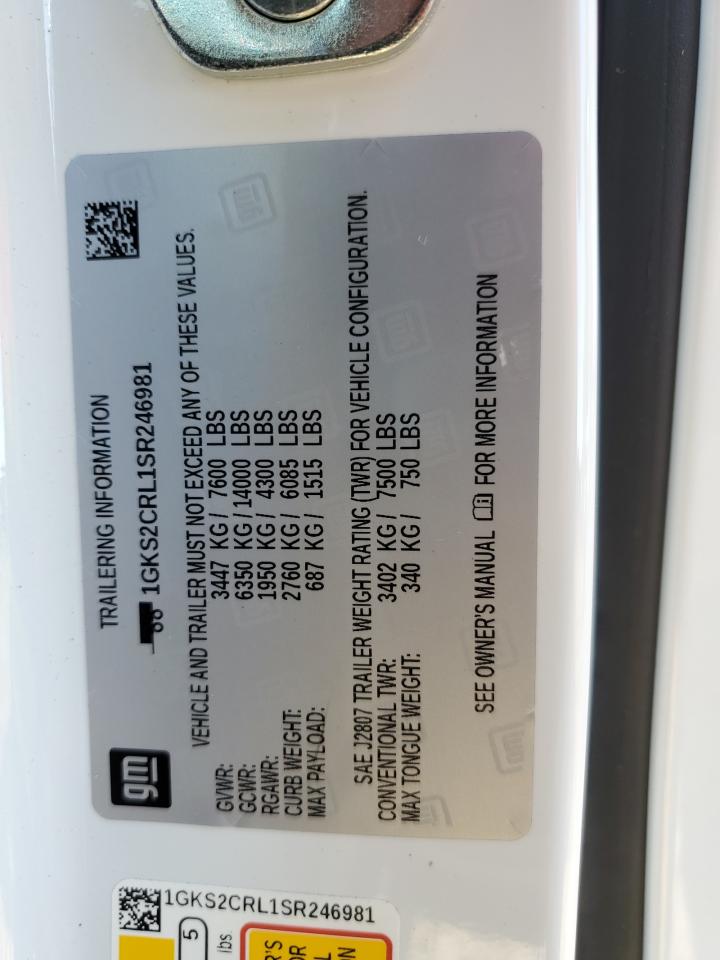 2025 GMC Yukon At4 VIN: 1GKS2CRL1SR246981 Lot: 91858995