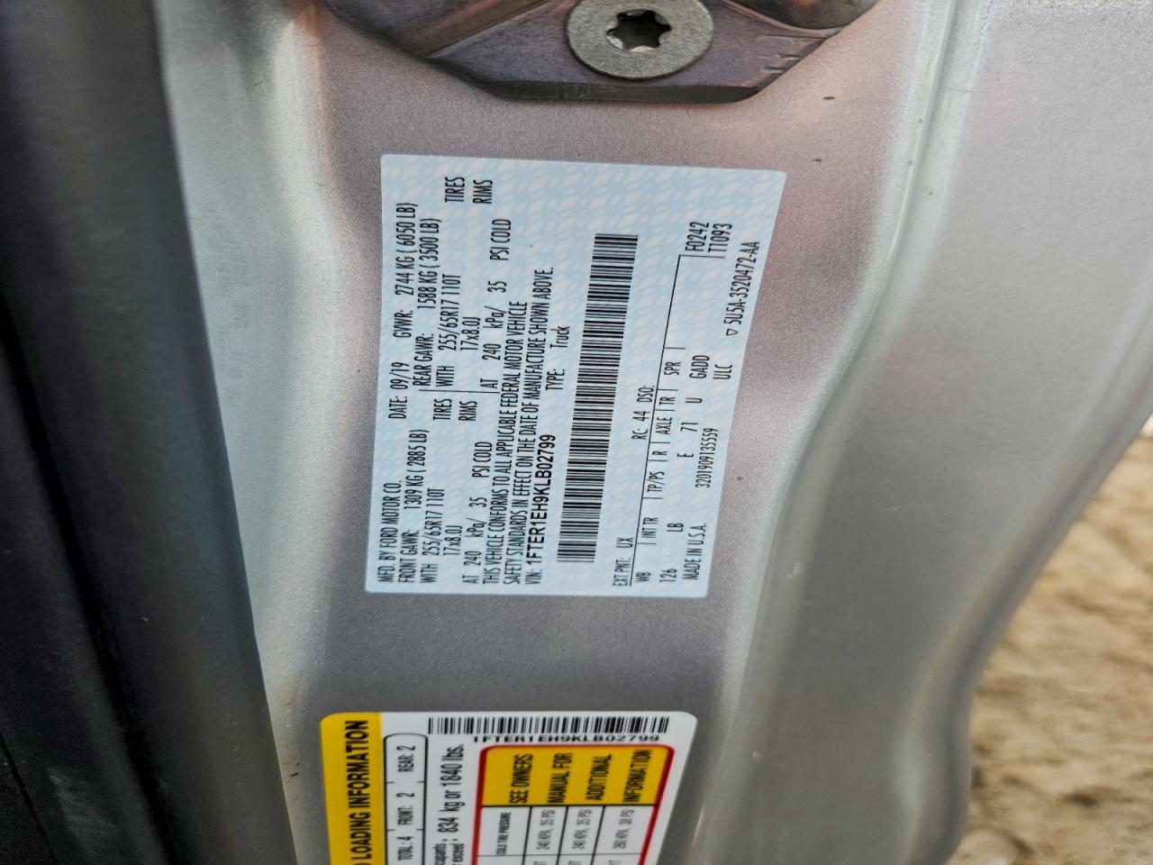 2019 Ford Ranger Xl VIN: 1FTER1EH9KLB02799 Lot: 94448505