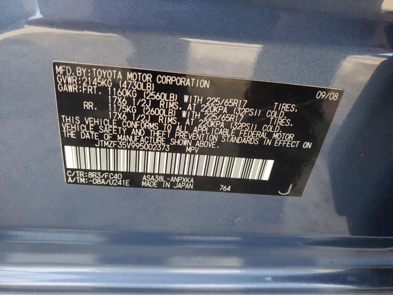 2009 Toyota Rav4 VIN: JTMZF35V995002373 Lot: 91360915