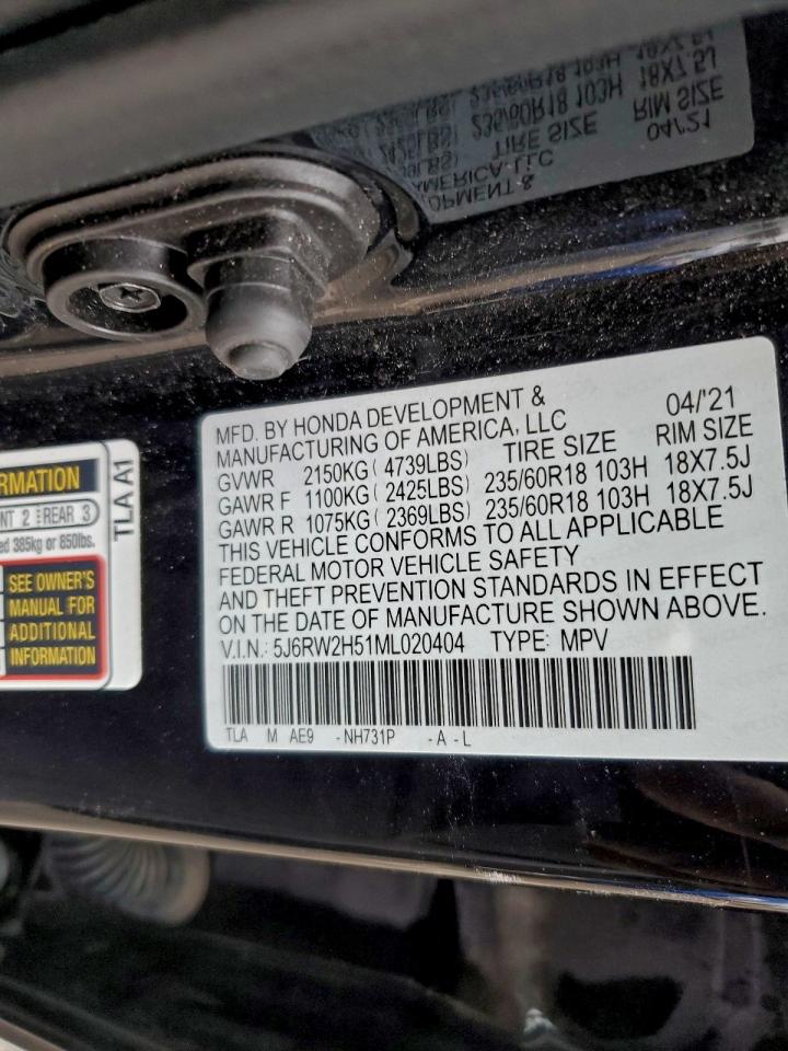 2021 Honda Cr-V Ex VIN: 5J6RW2H51ML020404 Lot: 93681095