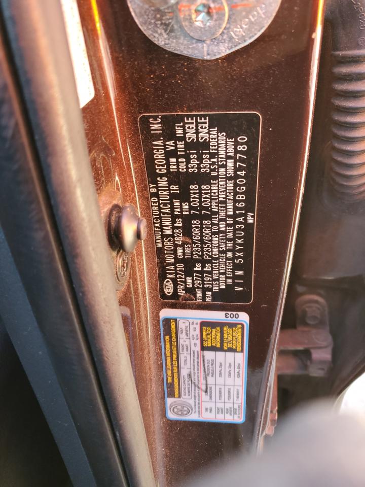 2011 Kia Sorento Ex VIN: 5XYKU3A16BG047780 Lot: 92442045