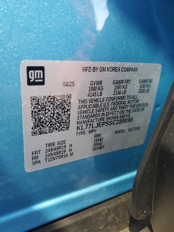 2025 Chevrolet Trax 2Rs VIN: KL77LJEP5SC289098 Lot: 91376245