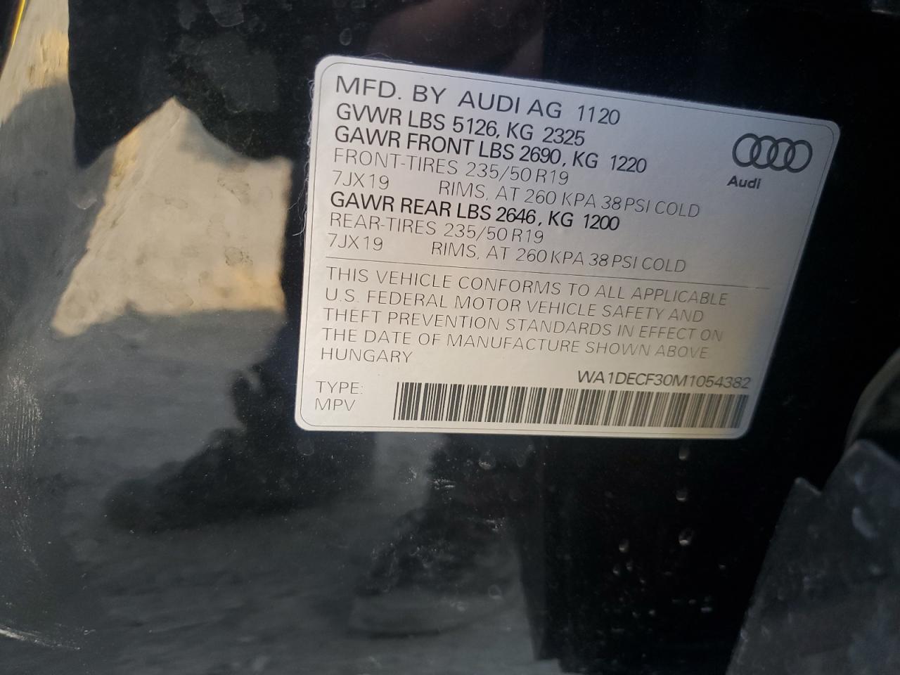 2021 Audi Q3 Premium S Line 45 VIN: WA1DECF30M1054382 Lot: 93538525