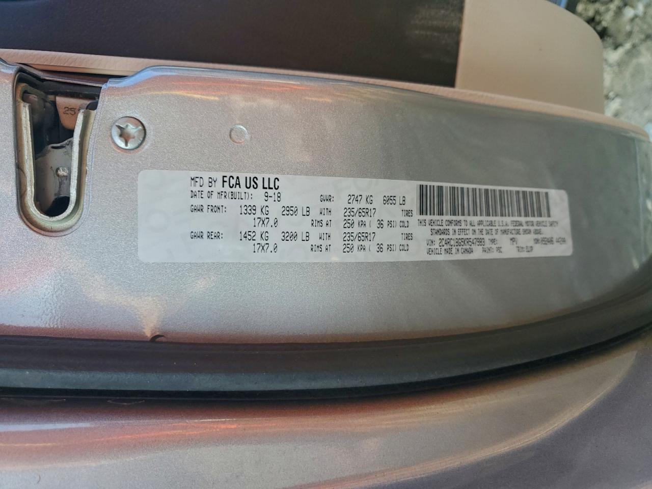 2019 Chrysler Pacifica Touring L VIN: 2C4RC1BG5KR547983 Lot: 93735005