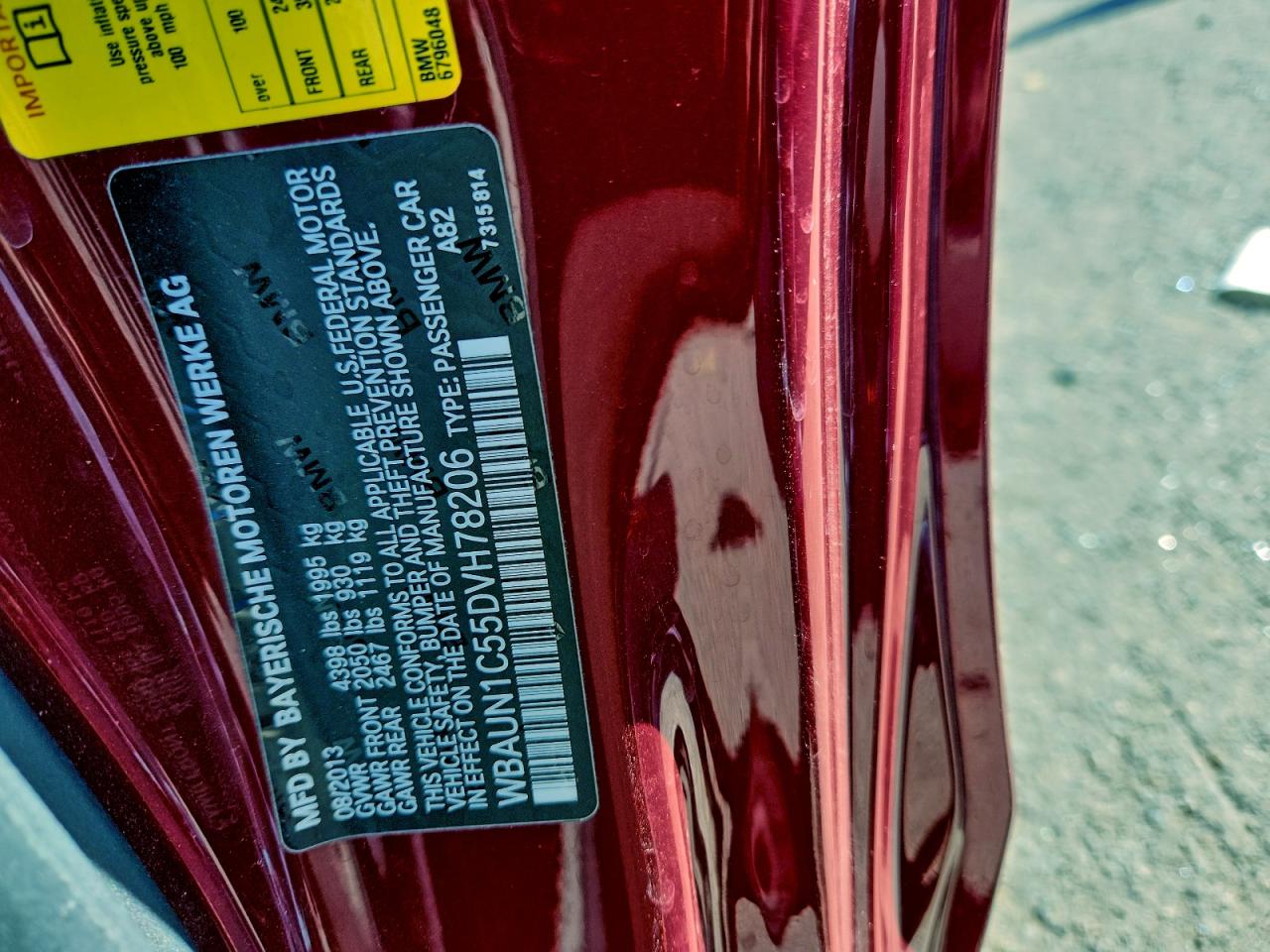 2013 BMW 128 I VIN: WBAUN1C55DVH78206 Lot: 94308785