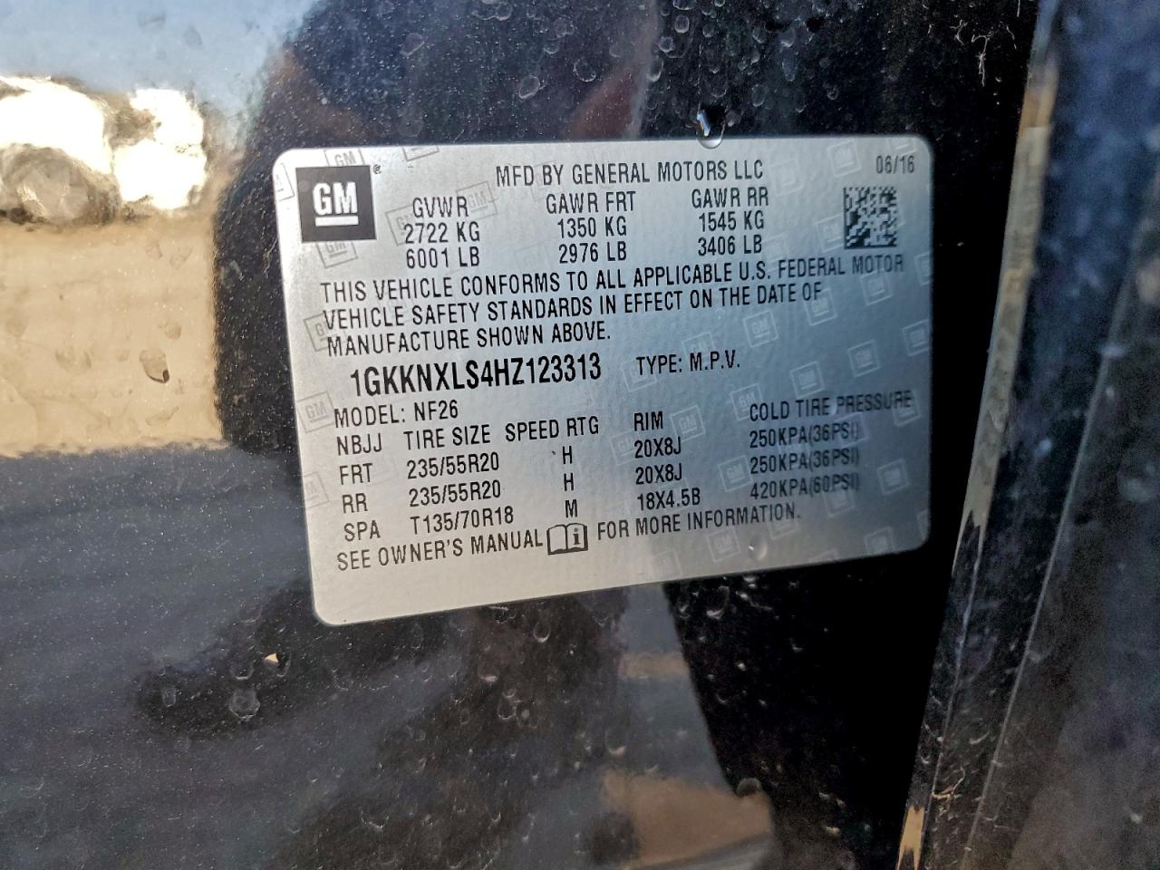 2017 GMC Acadia Denali VIN: 1GKKNXLS4HZ123313 Lot: 93770435