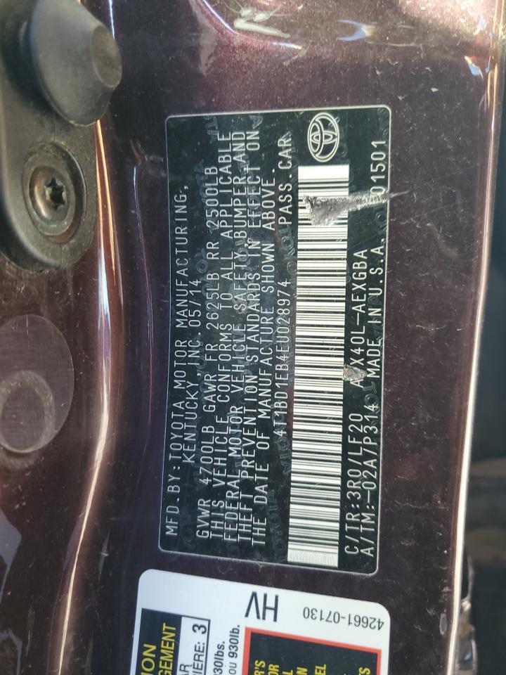 2014 Toyota Avalon Hybrid VIN: 4T1BD1EB4EU028974 Lot: 82326845