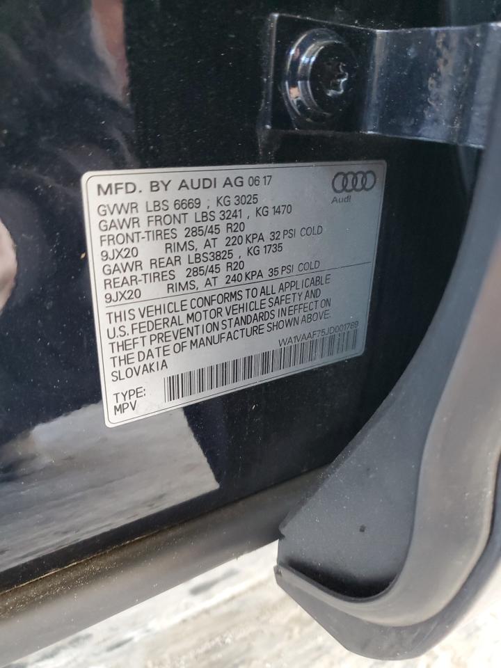 2018 Audi Q7 Prestige VIN: WA1VAAF75JD001789 Lot: 92957325