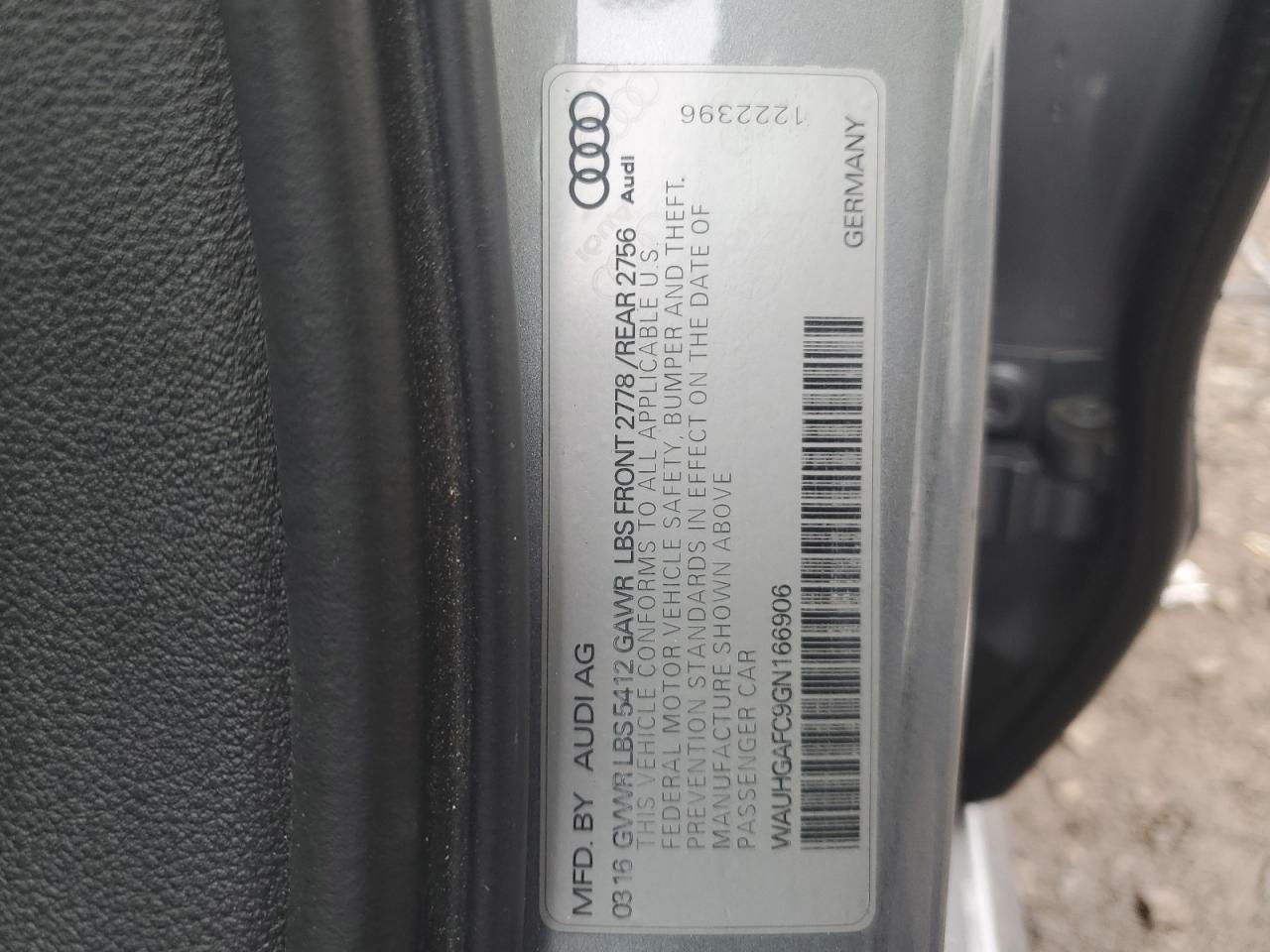 2016 Audi A6 Prestige VIN: WAUHGAFC9GN166906 Lot: 91875265