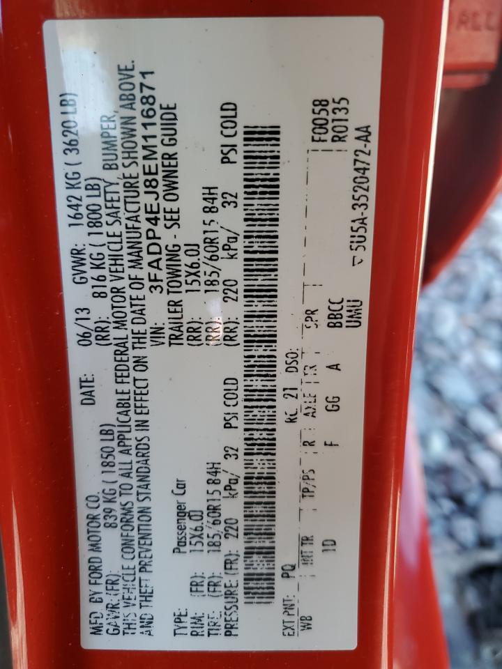 2014 Ford Fiesta Se VIN: 3FADP4EJ8EM116871 Lot: 90897885