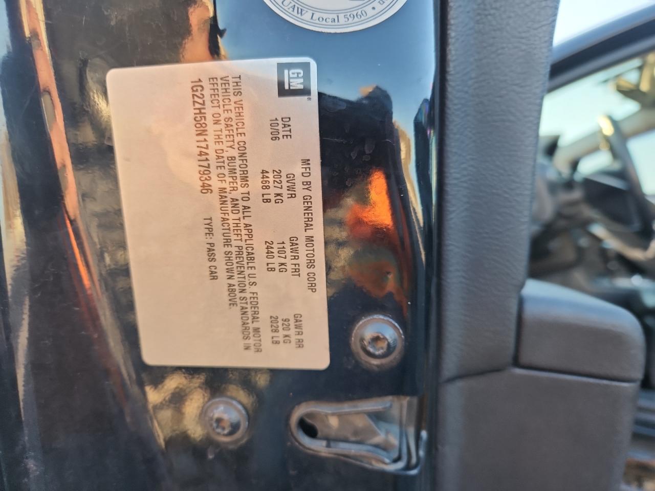 2007 Pontiac G6 Gt VIN: 1G2ZH58N174179346 Lot: 91709555