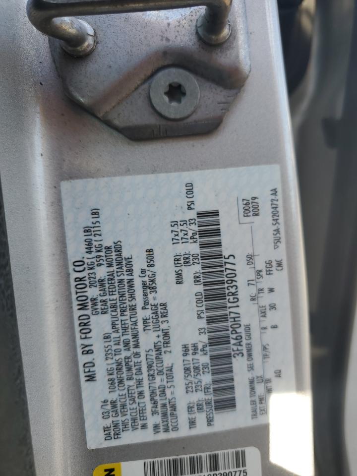 2016 Ford Fusion Se VIN: 3FA6P0H71GR390775 Lot: 90748545