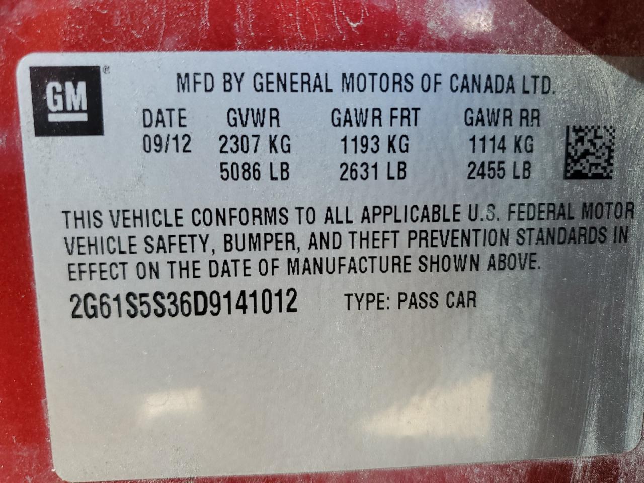 2013 Cadillac Xts Premium Collection VIN: 2G61S5S36D9141012 Lot: 91126135