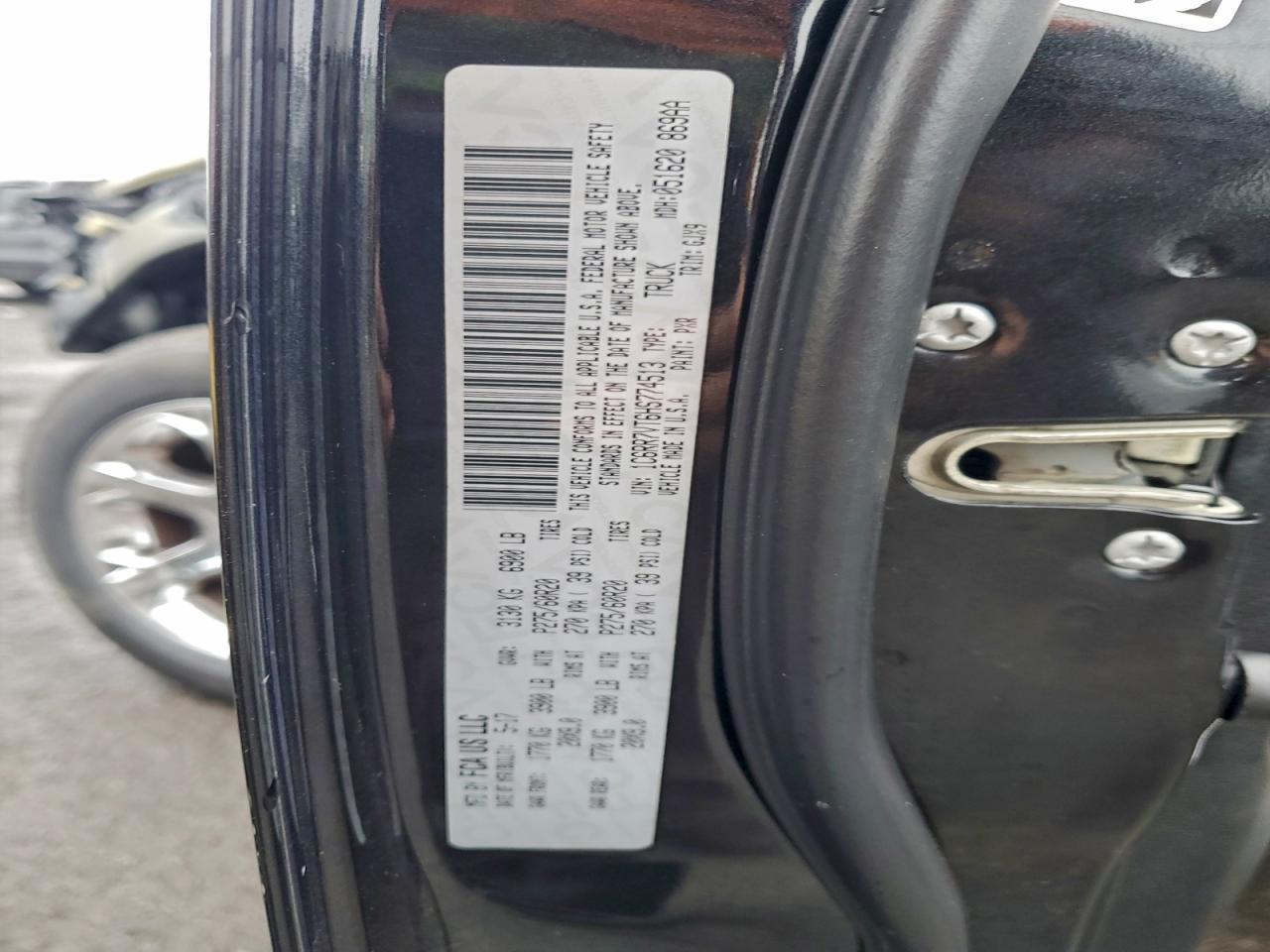 2017 Ram 1500 Laramie VIN: 1C6RR7VT6HS774513 Lot: 94253035