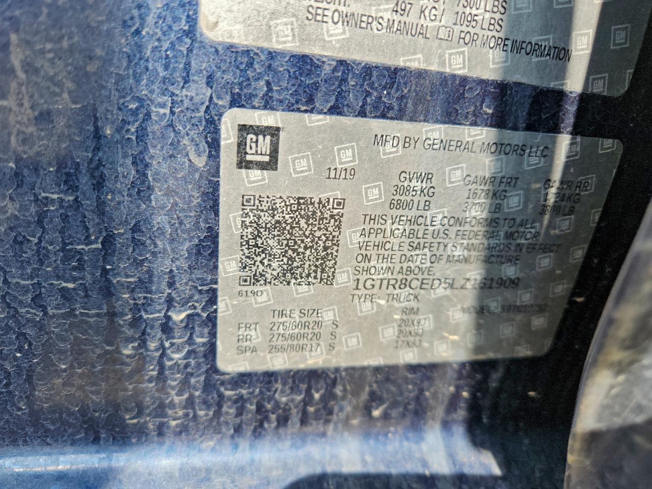2020 GMC Sierra C1500 Elevation VIN: 1GTR8CED5LZ161909 Lot: 93885705