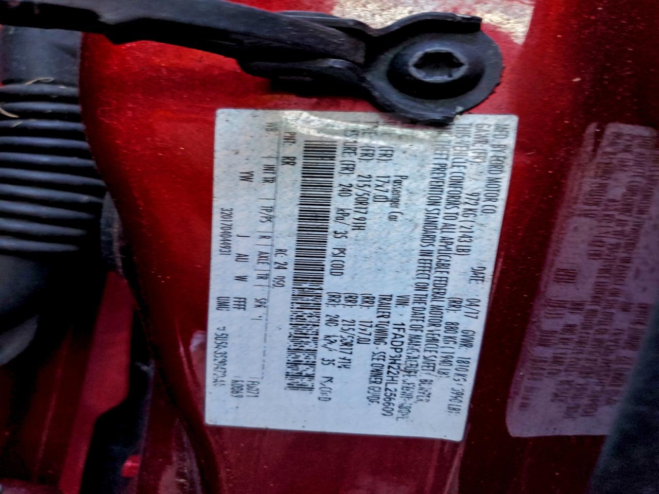 2017 Ford Focus Sel VIN: 1FADP3H22HL256600 Lot: 94417465