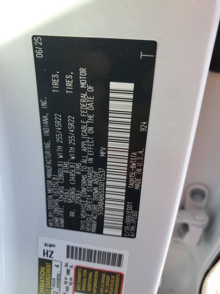 2025 Lexus Tx 500H F Sport Premium VIN: 5TDABAB65SS012537 Lot: 91469745