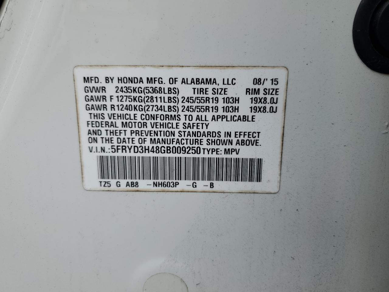 2016 Acura Mdx Technology VIN: 5FRYD3H48GB009250 Lot: 91945375