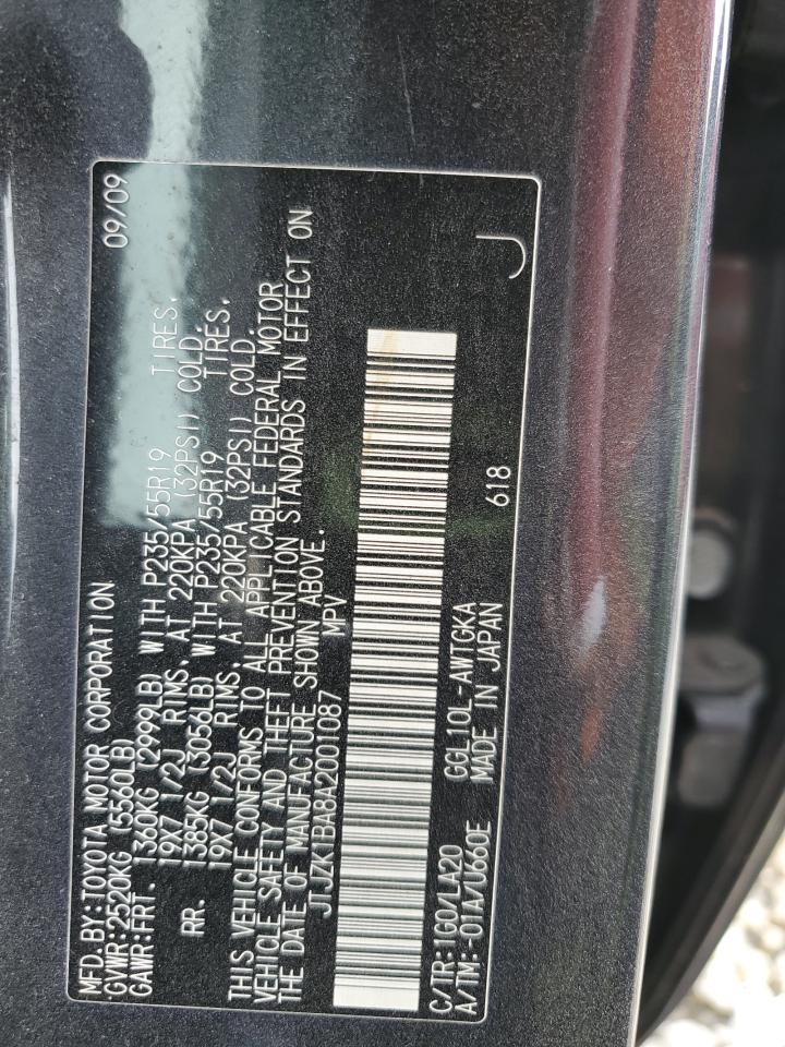 2010 Lexus Rx 350 VIN: JTJZK1BA8A2001087 Lot: 92713085