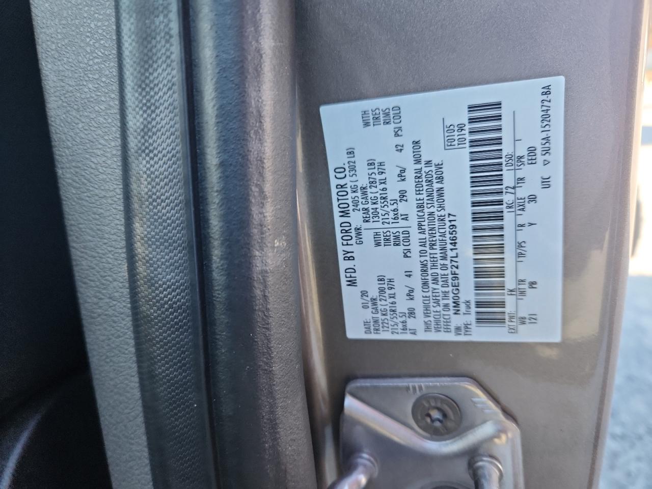 2020 Ford Transit Connect Xlt VIN: NM0GE9F27L1465917 Lot: 91704995