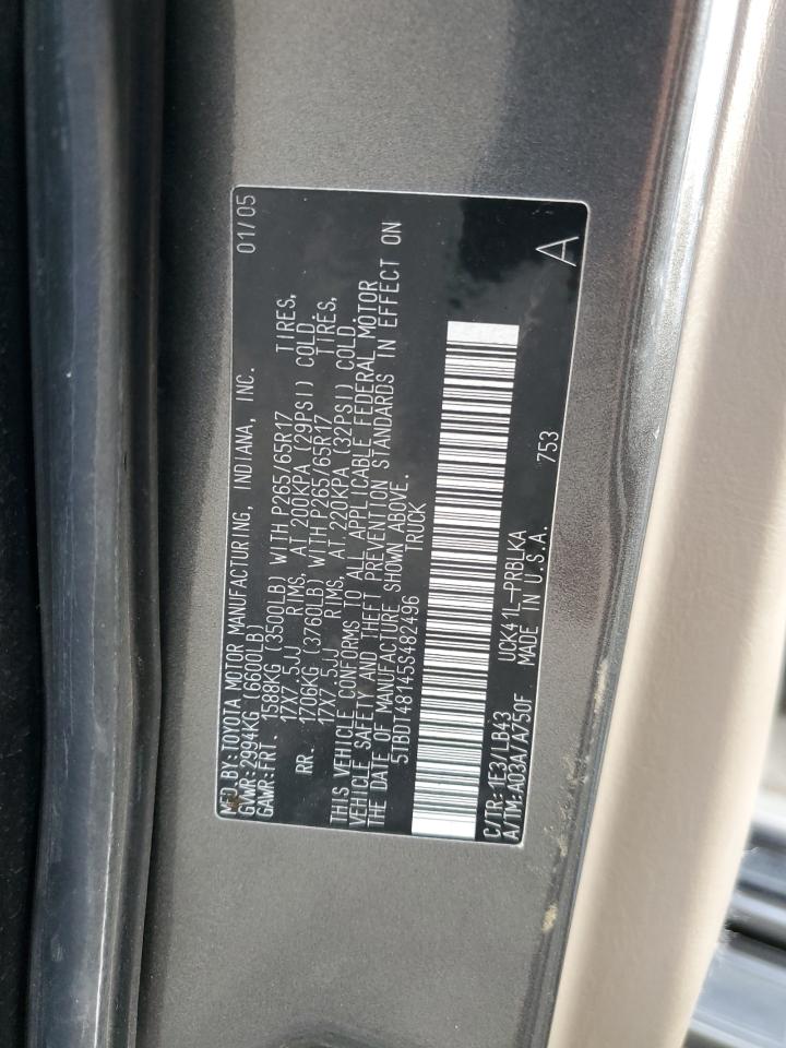 2005 Toyota Tundra Double Cab Limited VIN: 5TBDT48145S482496 Lot: 91024725