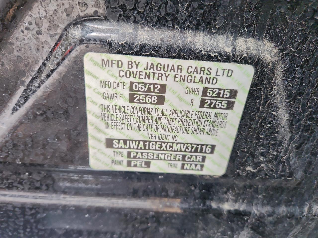 2012 Jaguar Xj Supercharged VIN: SAJWA1GEXCMV37116 Lot: 94059565