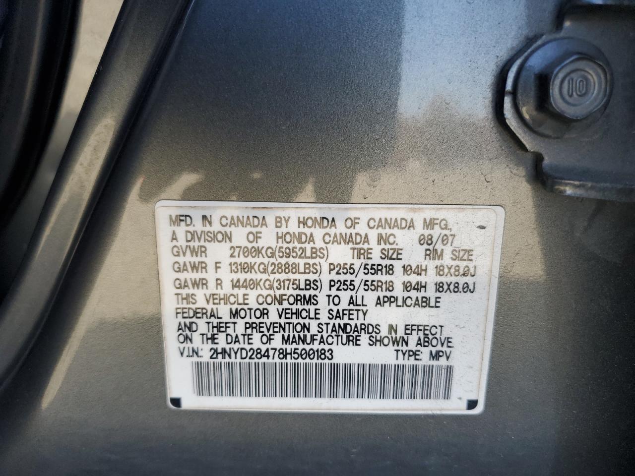 2008 Acura Mdx Technology VIN: 2HNYD28478H500183 Lot: 92499035