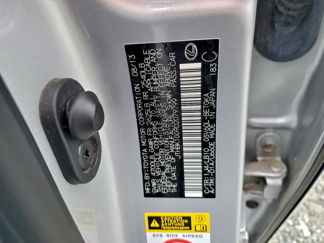 2013 Lexus Es 350 VIN: JTHBK1GG9D2079799 Lot: 94442505