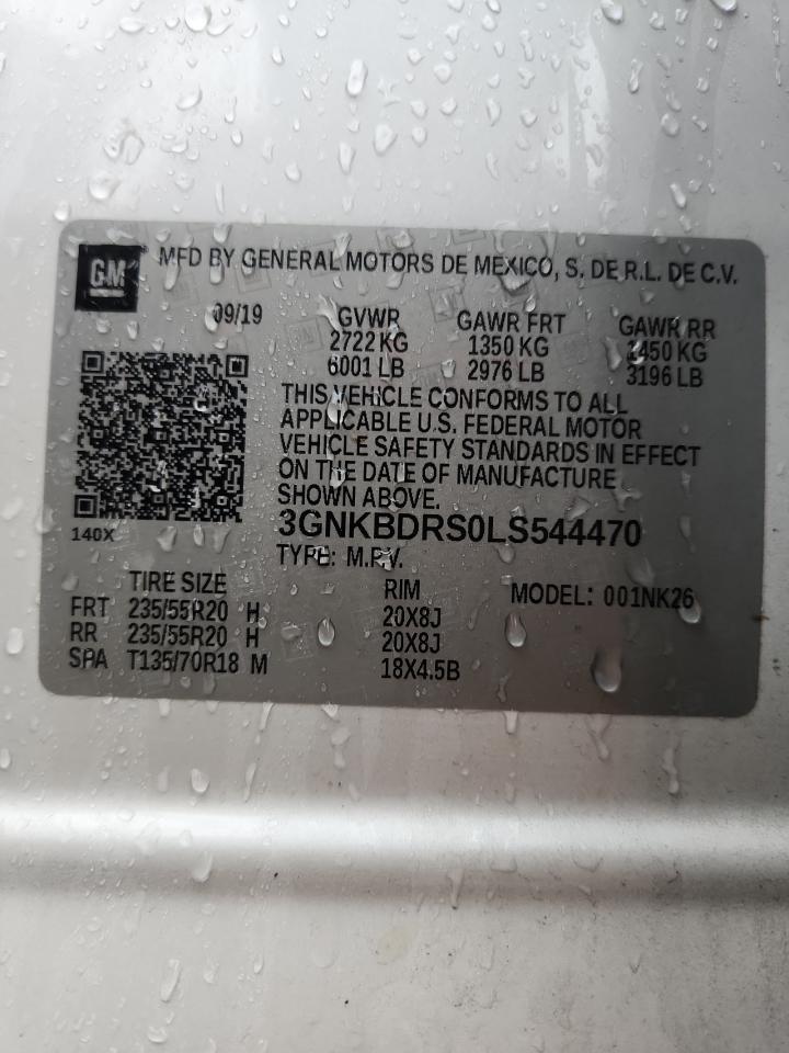 2020 Chevrolet Blazer 3Lt VIN: 3GNKBDRS0LS544470 Lot: 92443835