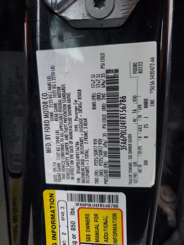 2015 Ford Fusion Se Hybrid VIN: 3FA6P0LU4FR156786 Lot: 92614895