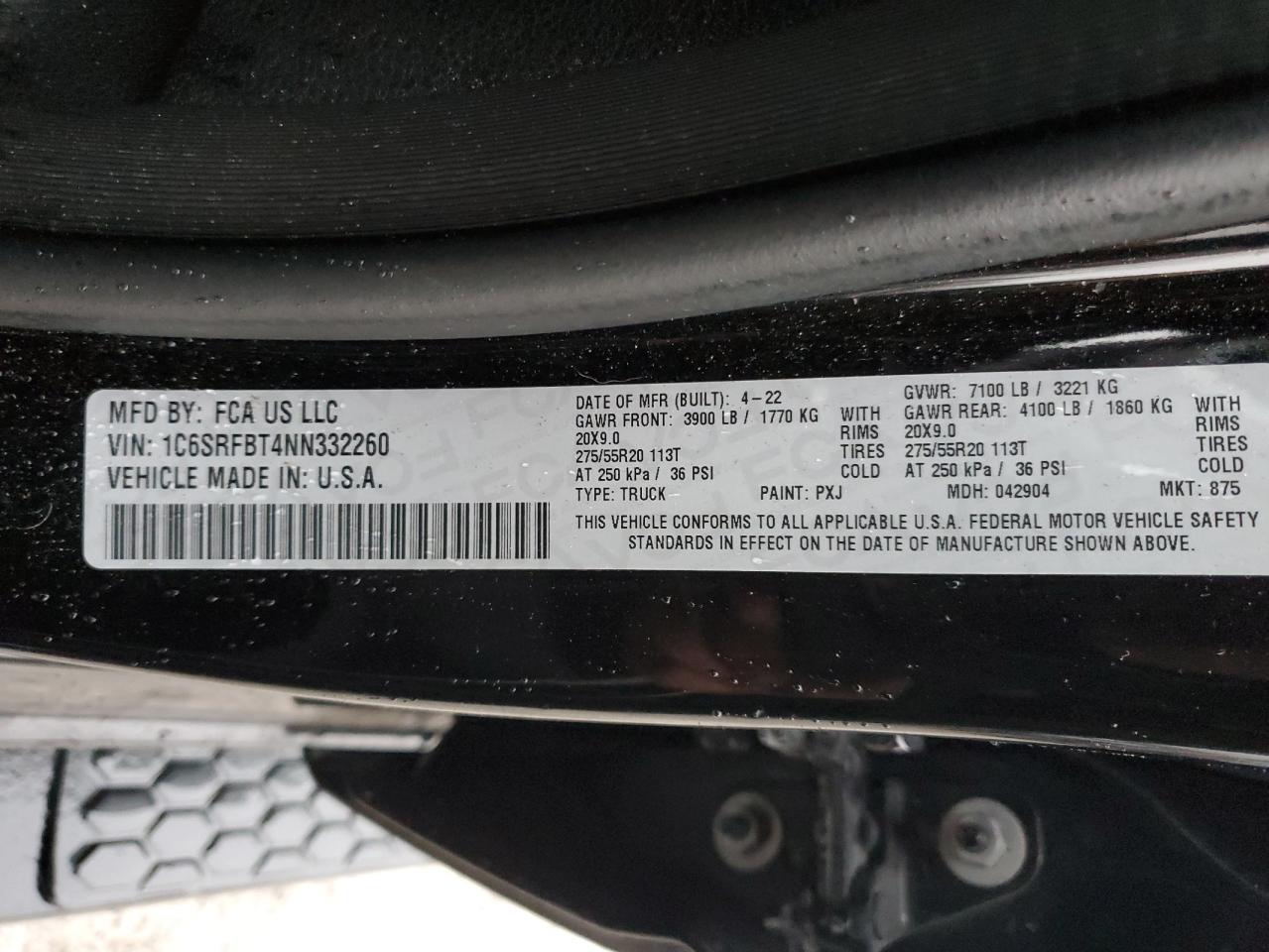 2022 Ram 1500 Big Horn/Lone Star VIN: 1C6SRFBT4NN332260 Lot: 92441505