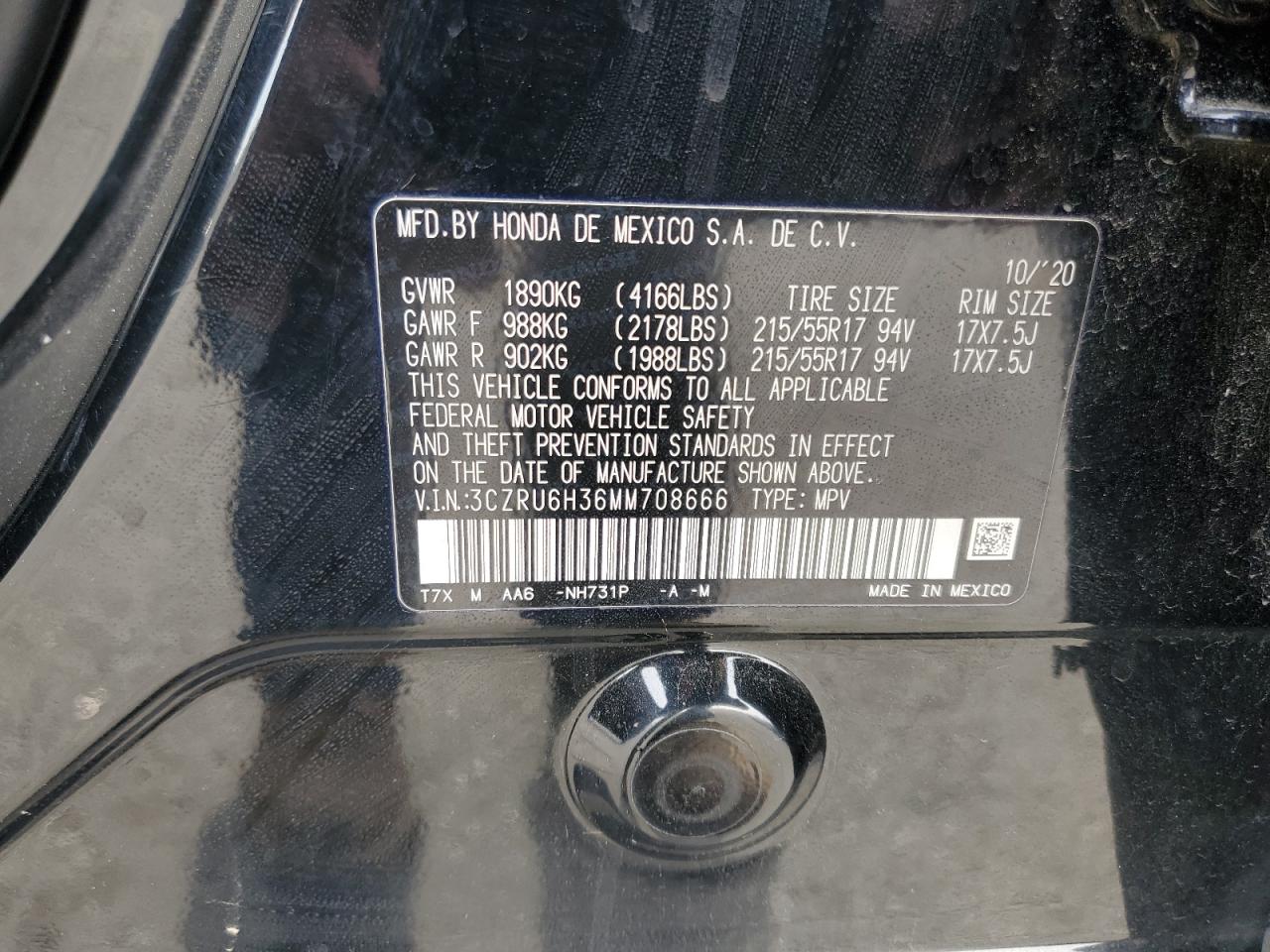 2021 Honda Hr-V Lx VIN: 3CZRU6H36MM708666 Lot: 91702235