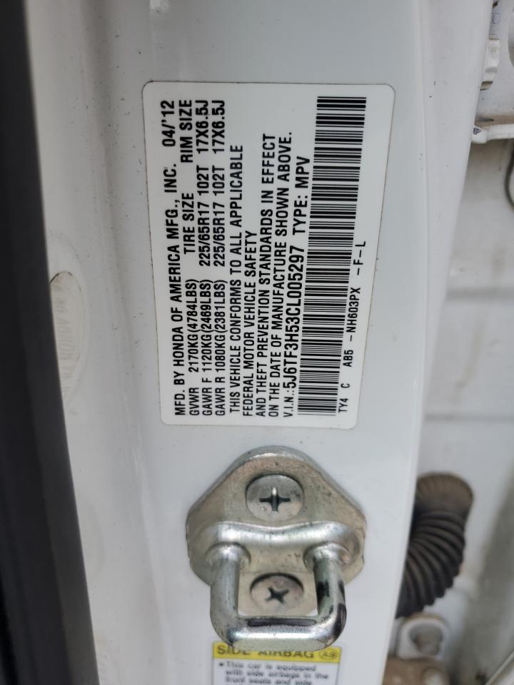 2012 Honda Crosstour Exl VIN: 5J6TF3H53CL005297 Lot: 92991165