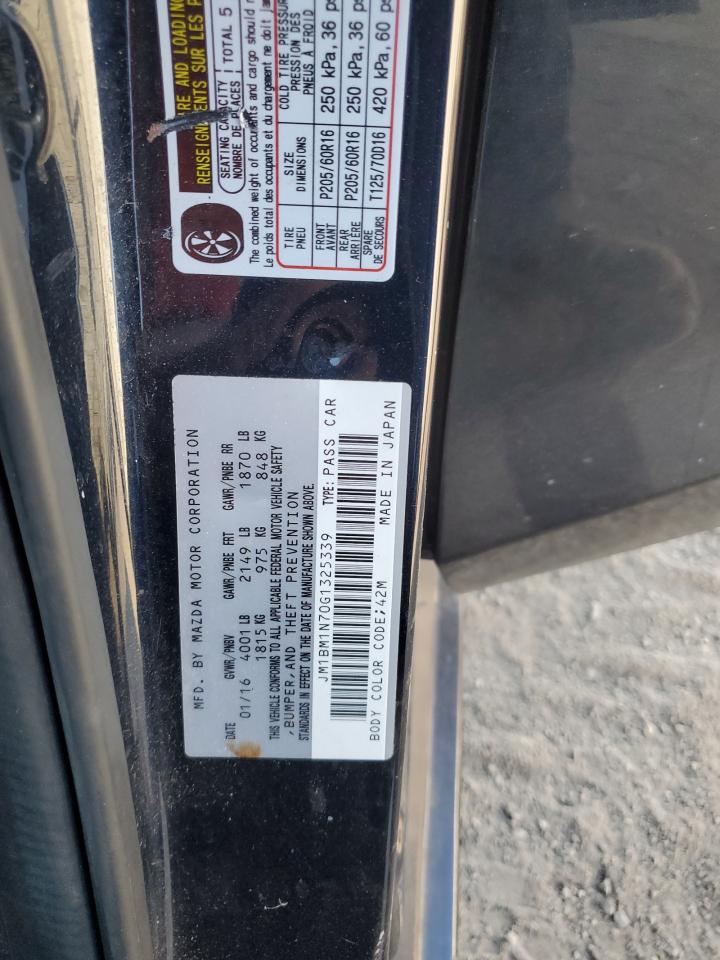 2016 Mazda 3 Grand Touring VIN: JM1BM1N70G1325339 Lot: 92927605